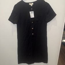 Talbots black short-sleeve button-front shift dress Size 6 NWT