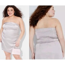 NWT Wild Fable Satin Strapless Slim Fit Bustier Tube Top Silver Women's Size M