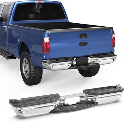 Chrome Rear Steel Step Bumper Assembly Compatible with 2001-2007 Ford F250 F350