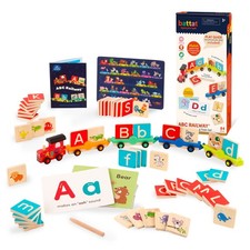 Education   Wooden Alphabet Train Set ABC Letter Train Toy with 84 Pieces for...