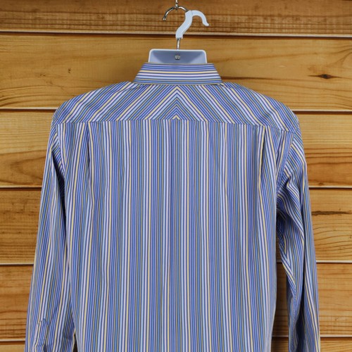 Gap Dress Shirt Mens Size M (15.5) Blue Striped 100% Cotton Fitted Spread Collar - Picture 4 of 8