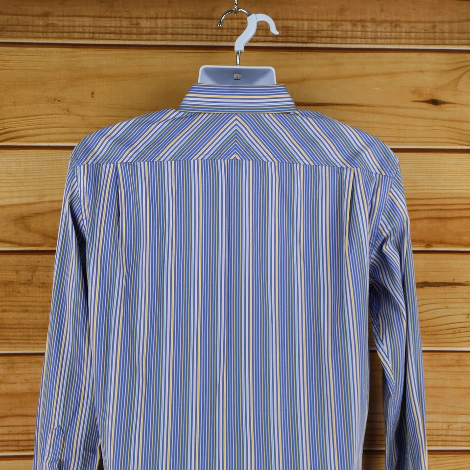 Gap 正装衬衫男式 M 码 (15.5) 蓝色条纹 100% 棉修身展领 — 第 4/4 张图片