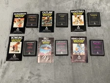 Atari 2600 Games LOT OF 6 Outlaw, Space Invaders, Bowling, Basketball + & Manual