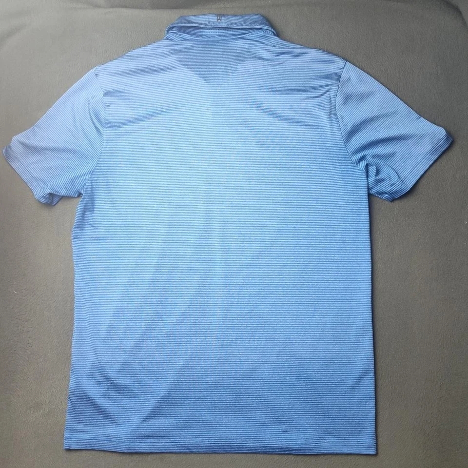 Camisa Polo Nike Tiger Woods Para Hombres Azul Mediana Dri-FIT Rayas Golf Tour 726197 Foto 4 de 4