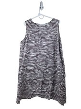 Loft Linen Blend Swing Dress Women's 18 Plus Short Sleeveless Multicolor
