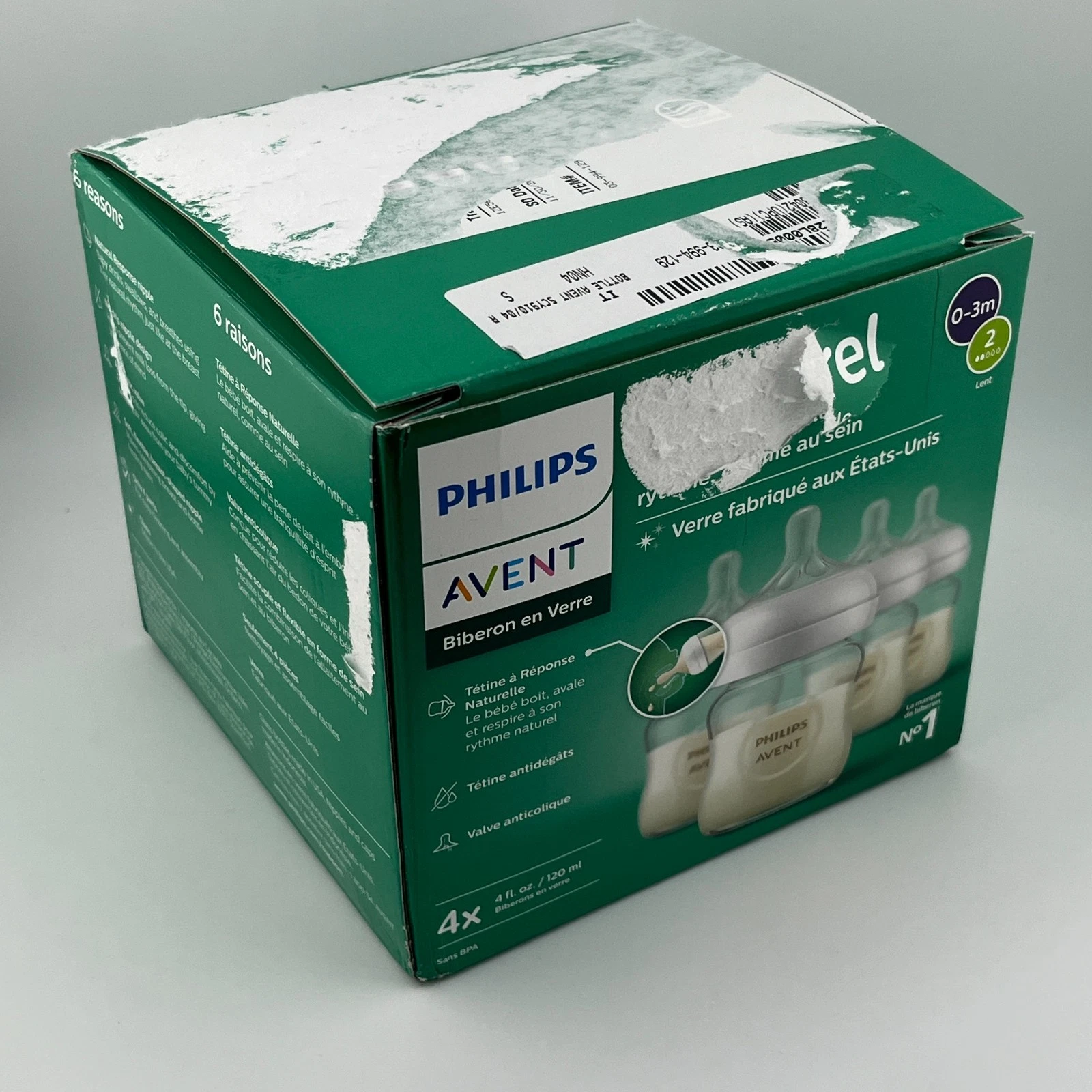 Philips Avent Natural Glass Baby Bottle 0-3 months - 4oz (4 PACK) Open Box READ
Opens in a new windo