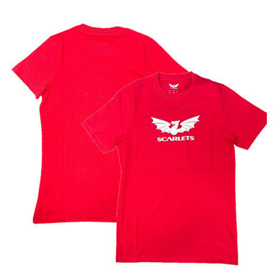 Scarlets Rugby Damen T-Shirt Castore Core Baumwolle Rot Oberteil - Neu