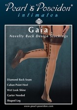 Gaia - Novelty Back Design Nylon Thigh High Wet Look Stockings