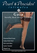 Gaia - Novelty Back Design Nylon Thigh High Wet Look Stockings