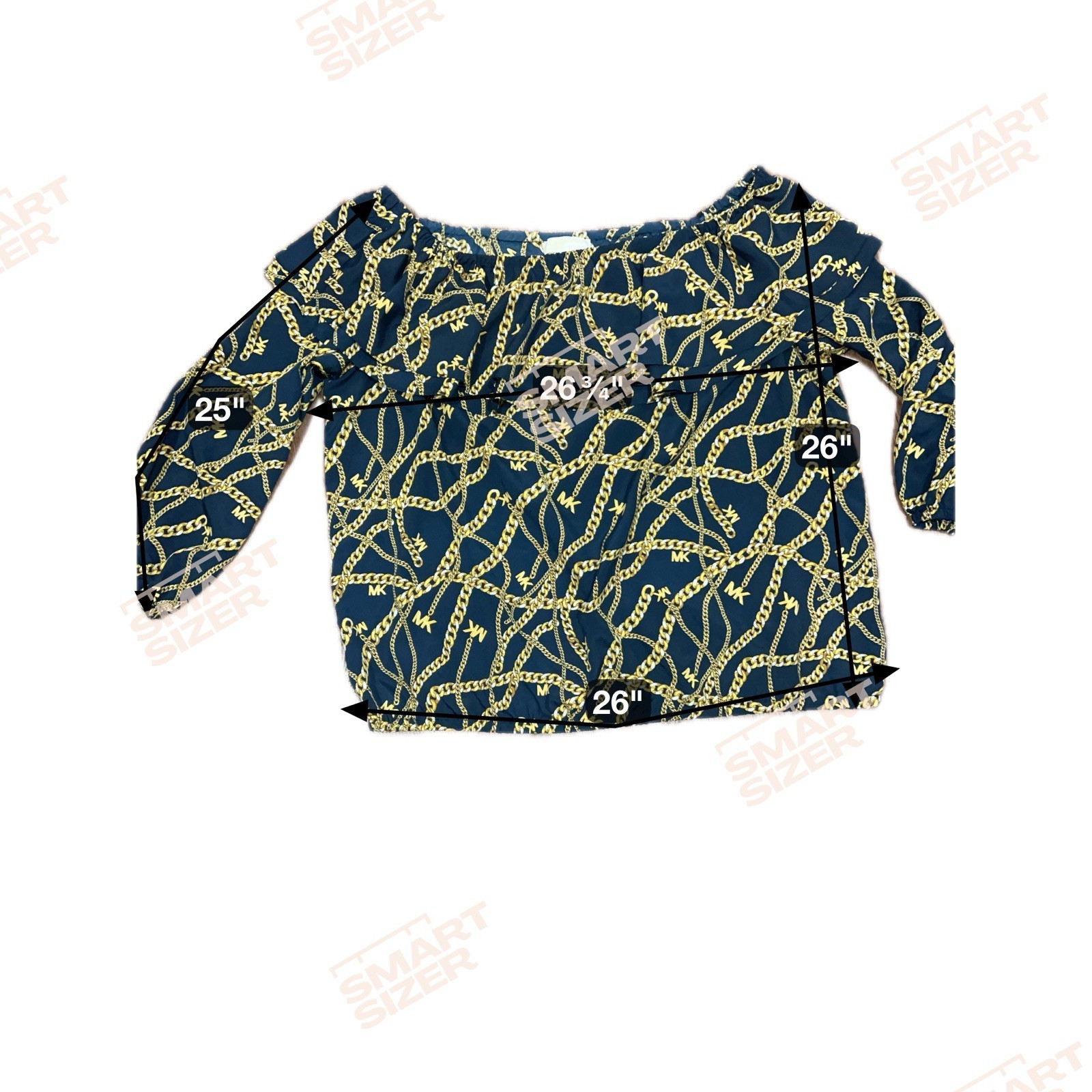 Michael Kors Chain Patterned Ruffled Overlay Off … - image 5