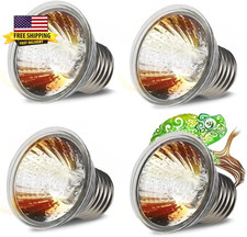UVA UVB Reptile Light Bulbs 4 Pack 50W,Basking Light Heat Lamp for Reptiles and
