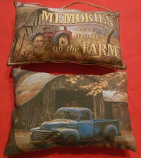 Primitive/Rustic Farm Memories Bowl Fillers-Cupboard Tucks,-Ornies 7" X 5" Set 2