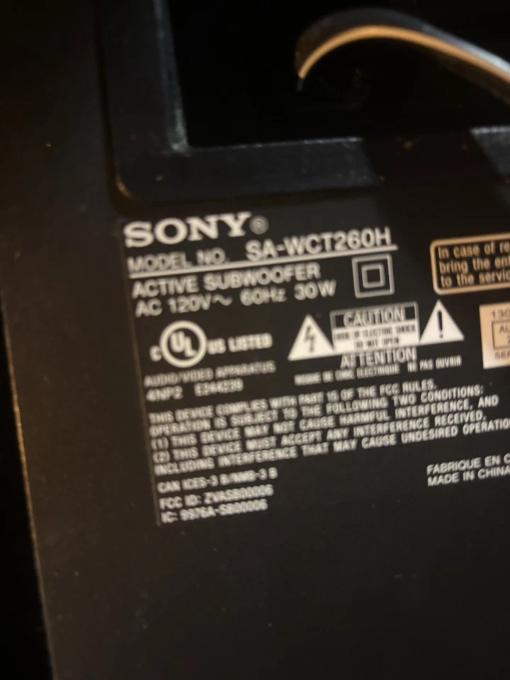 Subwoofer inalámbrico Sony SA-WCT260H para barra de sonido SA-CT260H con dongle Ezw-rt50 Foto 2 de 2