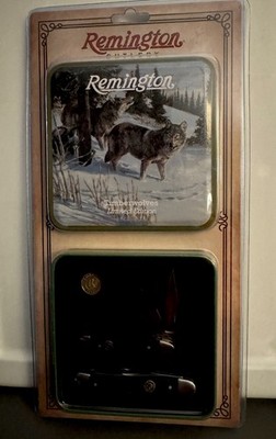 Remington Timber Wolves Tin Collector Gift Pocket Knife Set R15714