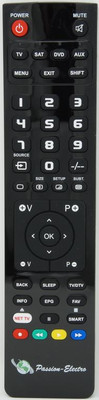 Replacement remote control for ASTRELL 013143T, SAT/DTT