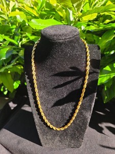 Authentic Rope Chain Gold 5mm Width 20 Inch Luxurious 18K Gold-Plated