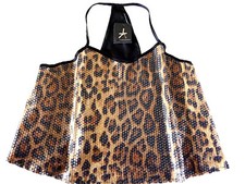 Women's blouse sequin strap top short size 36-38 leopard leopard pattern summer shirt