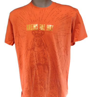 Mens David & Goliath Virgins Are Hot Rust Orange Novelty Tee T-Shirt 