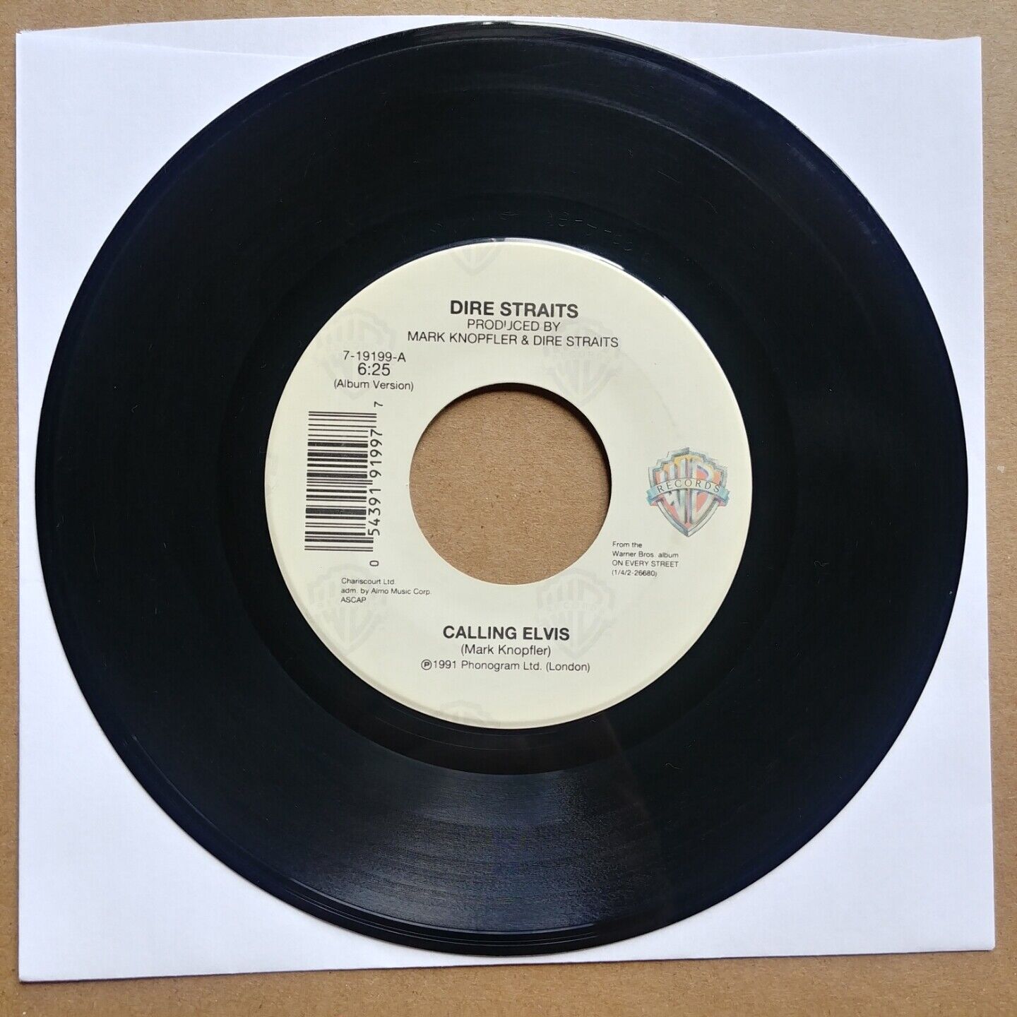 DIRE STRAITS Calling Elvis 45 7" POP ROCK Record Vinyl 1991 Warner Bros. Records