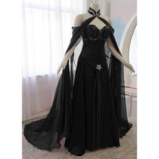 Vintage Medieval Chiffon Wedding Dresses With Wrap Strapless Gothic Bridal Gown