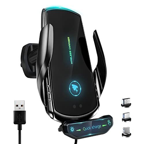 15W Qi Caricatore Wireless Auto,Auto-Bloccaggio Supporto Telefono Auto, (r8U)