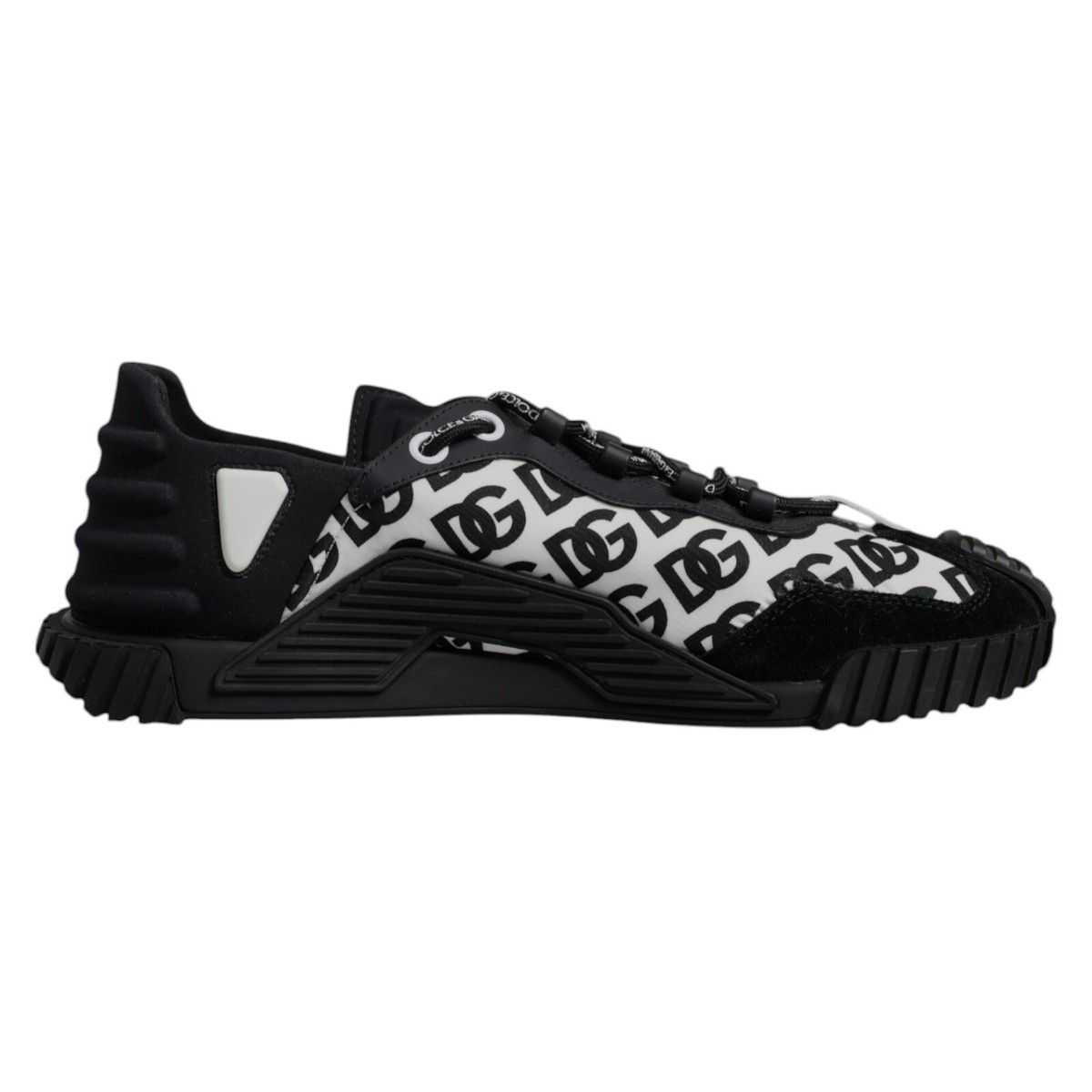 DOLCE & GABBANA Shoes Black White Logo NS1 Low Top Sneakers EU44