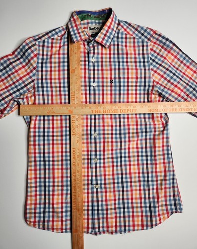 Barbour Mens S Tailored Fit Gingham Check Button Shirt Casual York Red Preppy - Picture 8 of 11
