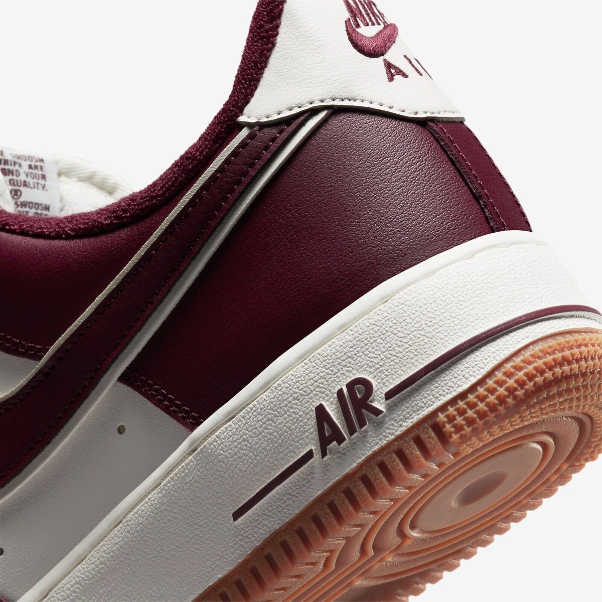 Nike Air Force 1 College Pack Burgundy White DQ7659-102 Men's Size