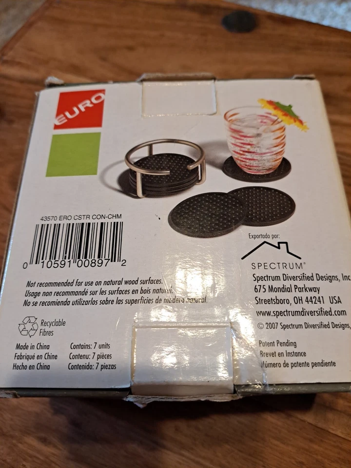 Spectrum Diversified Euro Coaster Set Con Soporte, Juego de 6 Posavasos Impermeables  Foto 4 de 4