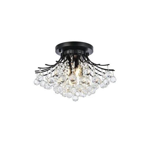 Elegant Lighting Toureg 19" Metal and Crystal Flush Mount in Black - Picture 3 of 8