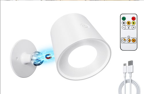 White 3Colour LED Wall Rechargeable 360° Rotating Dimmable Magnetic Sconce Light - Picture 2 of 6