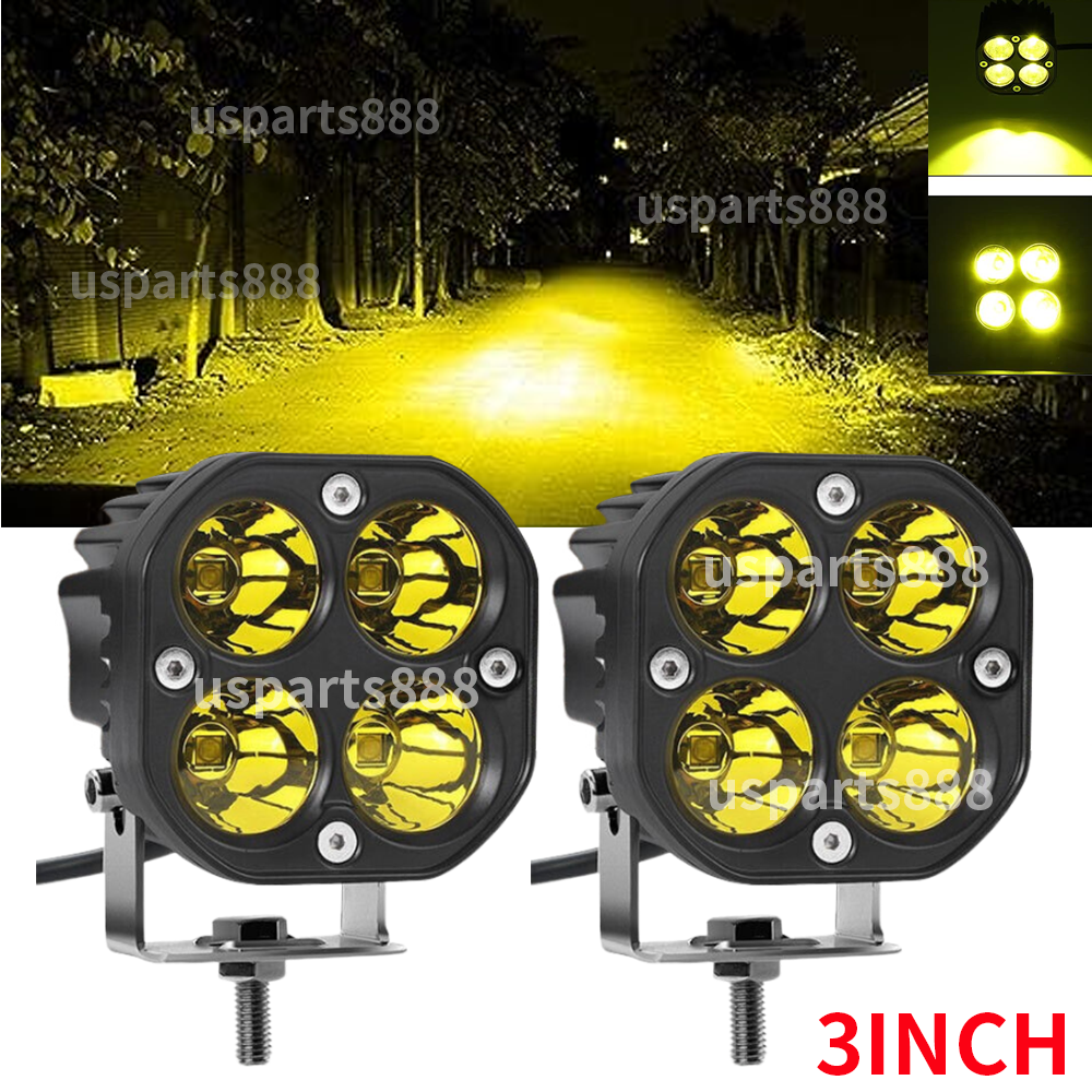 yellow led fog light pods Spot Lights 2PCS Driving Lamp Lights 3inch Cube Off Road ATV breeze pro cherry lemon resistant aluminum housing Color:Silver Black Cobra Why Isn't My Vape