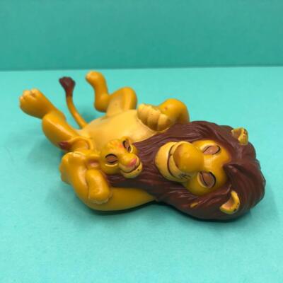 Vintage Disney König der Löwen Mufasa & Simba Vater Sohn Spielzeug Figur Kuchen Topper 4'' lang