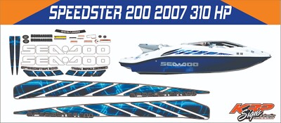 SEADOO SPEEDSTER 200 2007 TWIN 310 HP GRAPHICS /DECAL / Sticker KIT BLUE