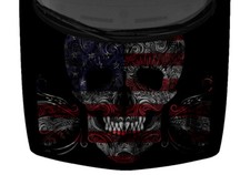 Colorful Dark US Flag Sugar Skull Tribal Car Truck Hood Wrap Vinyl Graphic Decal