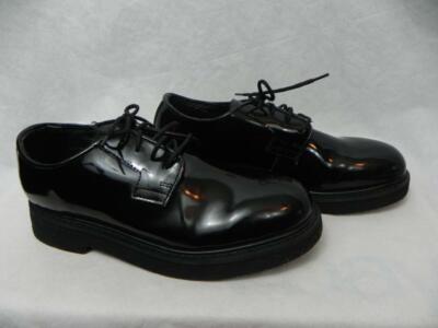 ROCKY mens 7.5M Black High Gloss Oxford SHOES Procell Oil Resistant Thin Laces