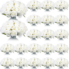 360 Pcs White Artificial Roses for Wedding Home Party Decor - Realistic Silk Flo