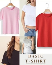 Women's Basic Crew Neck Short Sleeve T Shirt Cotton Casual Tee S M L XL 2XL