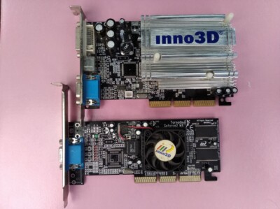 Set of 2 AGP Video Cards Inno3D FX 5200 128 MB & Tornado GeForce2 MX400 32 MB