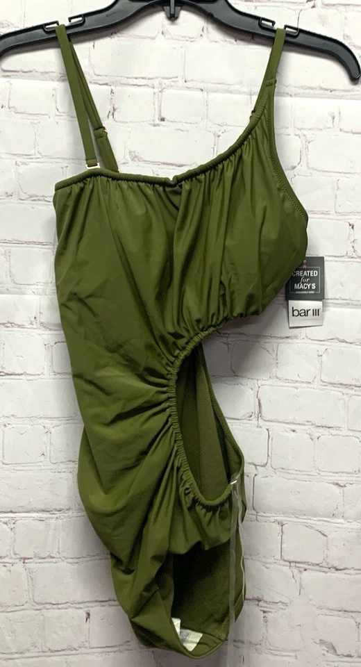 Traje de baño Bar III mediano con recorte asimétrico de una pieza verde campo nuevo Foto 2 de 4