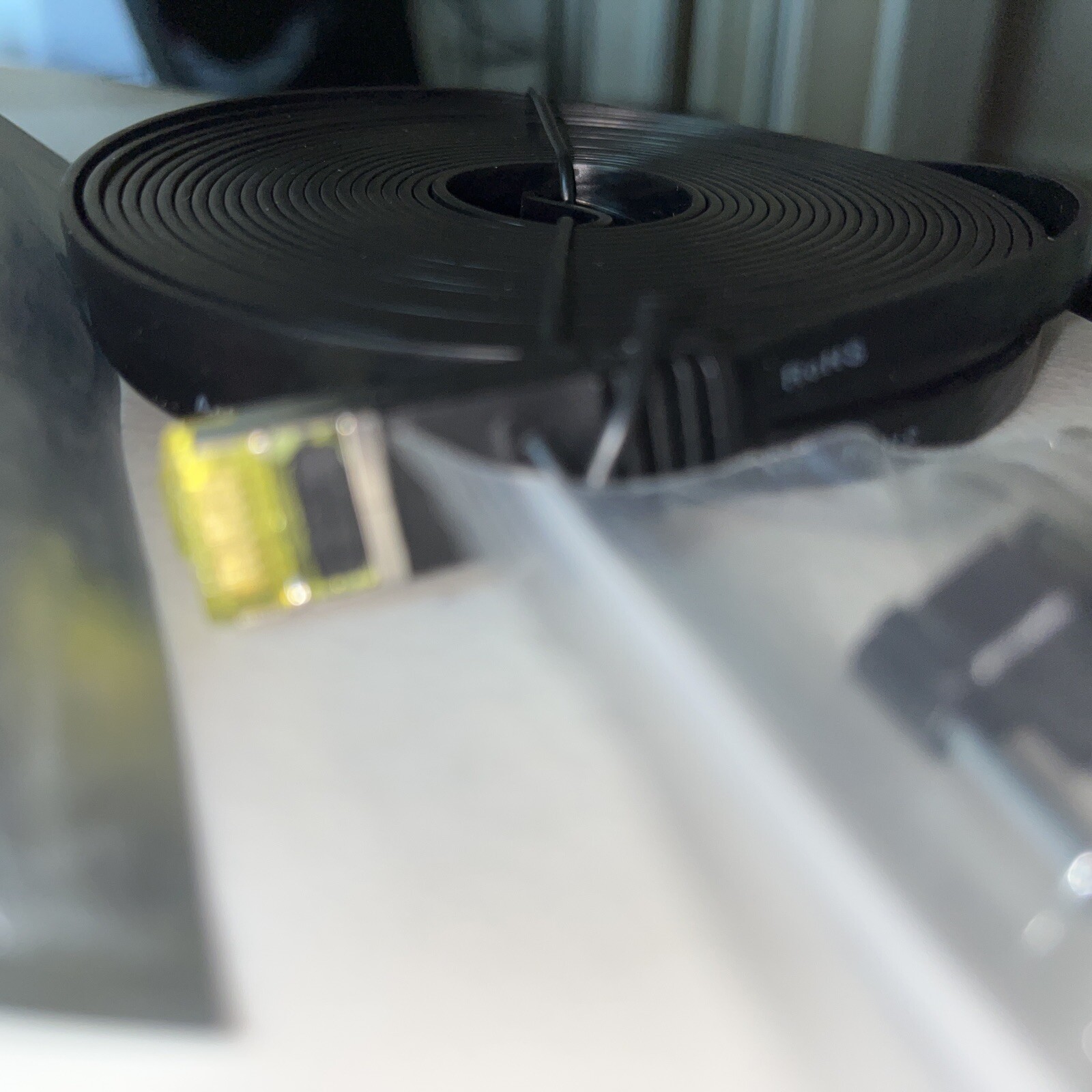 Flat Cat6 Ethernet Patch Black Cable 30 FT  NEW WITH 10 CONNECTORS