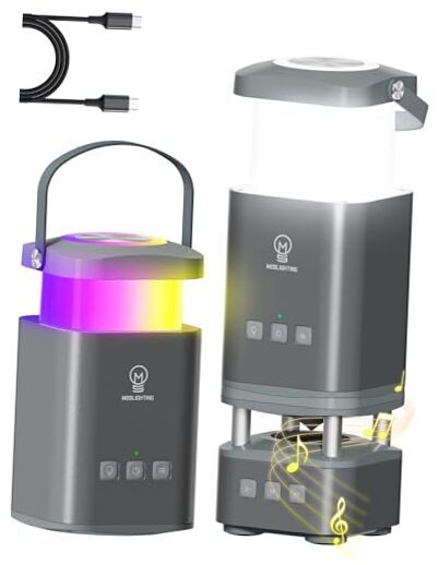LED Camping Lantern Rechargeable, LED Lanterns with Bluetooth Speaker, RGB