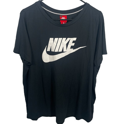 Nike Logo T Shirt Womens Plus Size 1X Crew Neck Logo SS Black Active Sports