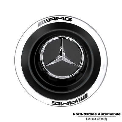 1x Original Mercedes AMG Nabendeckel Deckel A0004005700 mattschwarz/Silber