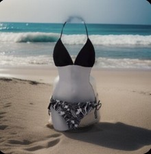 Lot Of 3 Black Bekini Top, Black/White Bottom/CoverUp 2 Piece Swimwear  CoverUp