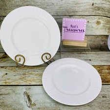Juego de 2 platos de almuerzo para ensalada de porcelana laurel blanca en relieve Gibson Everyday NOBILIS