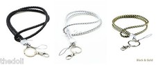 NEW Durable Braided Leather Neck Lanyard with Key chain for Key ID badge Holder