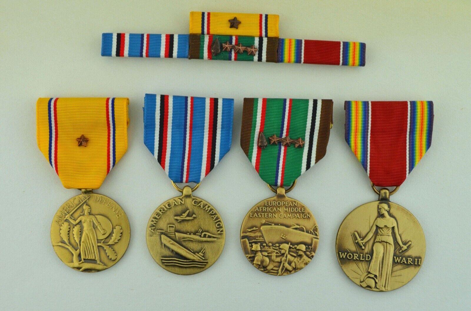 WWII Medals & Ribbons - European Theater - Arrowhead & 3 Campaign Stars