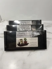 SET 3 BLACK Floating PVC Plastic Shelf Shelves  8.6" L  x 4" D Holds 5 lbs Lot 3