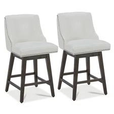 CHITA 26'' Swivel Bar Stools Set of 2,Farmhouse Barstools, FSC Wood,Open Box